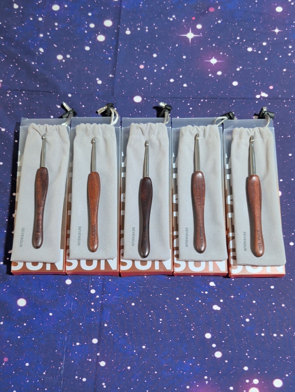 Lot Of 5 SEVENSUN Mimosa Crochet Hooks Wood Handle 4.5mm 5mm 5.5mm 6mm 6.5mm NIB